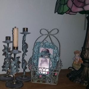 Set a 6 metal ivy candle holders picture frames ba